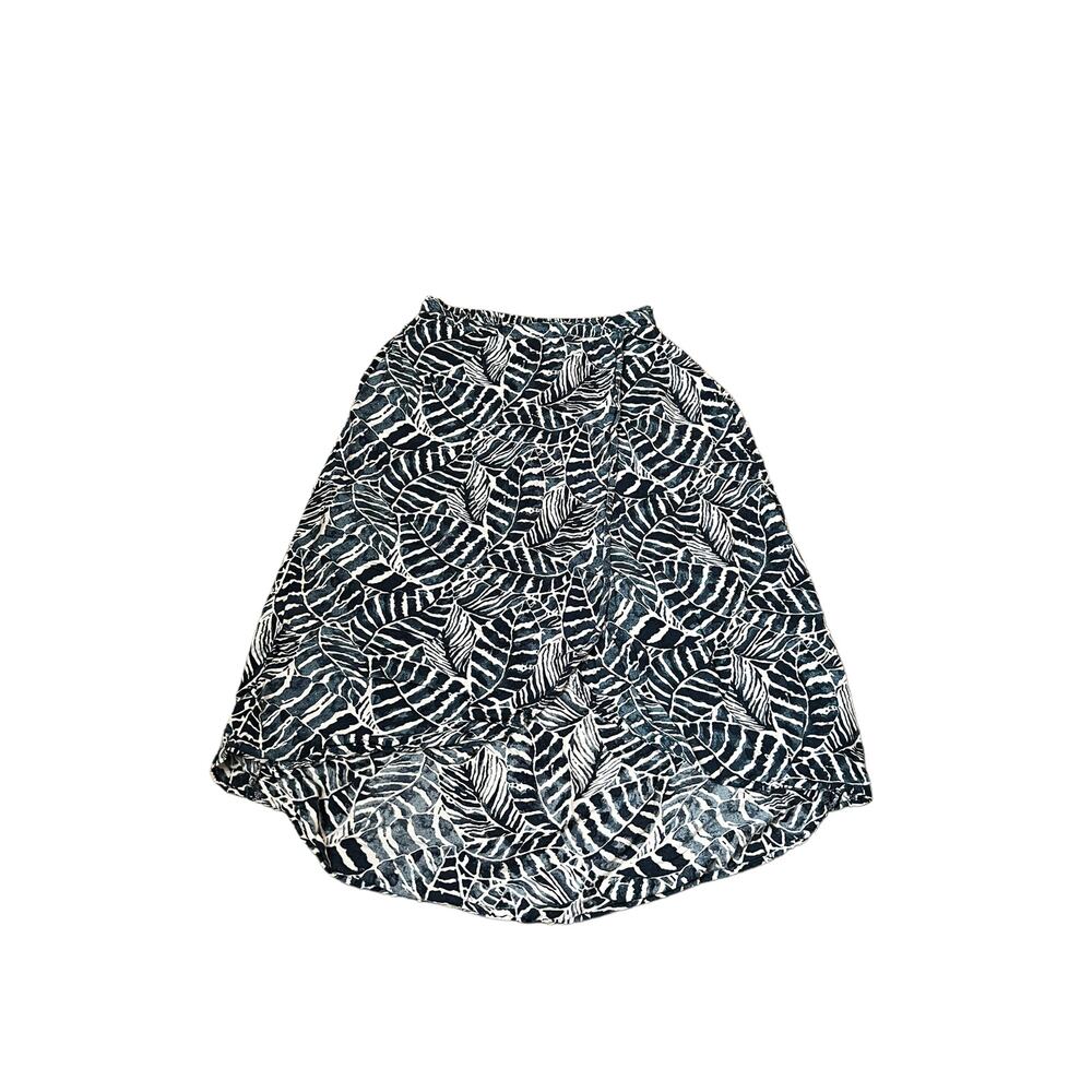 H&M womens wrap front leaves prints skirt high low white navy blue sz xs - Picture 4 of 16